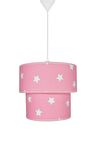 Şenay Aydınlatma Çocuk Odası Silindir Kumaş Avize Sarkıt-Pembe Beyaz Yıldız