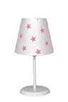 Şenay Aydınlatma Modern Metal Ayak Kumaş Abajur-Beyaz Pembe Yıldız
