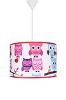 Şenay Aydınlatma Çocuk Odası Silindir Kumaş Sarkıt Avize-Pembe Baykuş