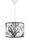 Şenay Aydınlatma Silindir Kumaş Sarkıt Avize-Beyaz Ağaç