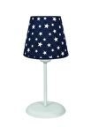 Şenay Aydınlatma Modern Metal Ayak Konik Kumaş Abajur-Lacivert Beyaz Yıldız
