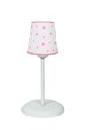 Şenay Aydınlatma Çocuk Odası Konik Kumaş Küçük Abajur-Beyaz Pembe Yıldız