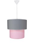 Şenay Aydınlatma İkili Silindir Kumaş Sarkıt Avize-Gri Pembe 