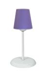 Şenay Aydınlatma Modern Metal Ayak Konik Kumaş Küçük Abajur-Violet