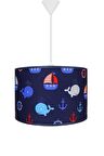 Şenay Aydınlatma Çocuk Odası Silindir Kumaş Avize Sarkıt-Lacivert Balina