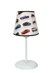 Şenay Aydınlatma Çocuk Odası Konik PVC Abajur-Beyaz Arabalar