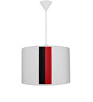 Silindir Kumaş Avize Sarkıt Beyaz - Kırmızı Siyah Şeritli