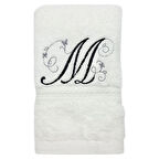 Harf Nakışlı Beyaz El Havlusu  30x50 Cm - M