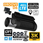 GROOVE D6 4G LTE 3K QHD Ön+Arka Araç İçi Kamera Sim Kart Destekli Uzaktan Erişim Canlı Takip|WiFi|GPS|160° Geniş Açı|G-Sensor|Çift Yönlü Konuşma|