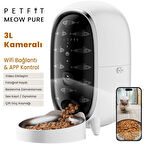 Petfit Meow Pure 3L Wi-Fi Kameralı Akıllı Otomatik Kedi Köpek Mama Kabı Besleme Ünitesi (Sesli Komut+Çelik Kase+APP Kontrol)