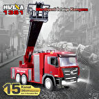 HUINA 1361 1/18 15CH RC Model Uzaktan Kumandalı Merdivenli Yangın Söndürme İtfaiye Kamyonu İş Makinesi -Su Püskürtme Fonksiyonlu-2.4G Gerçekçi Similasyon Ses ve Işık Sistemi