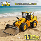 HUINA 1552 1/16 11CH RC Wheel Loader Damper Dozer Kamyon İş Makinesi Kazıcı Uzaktan Kumandalı RC Model Metal Kepçeli -2.4G Gerçekçi Similasyon Ses ve Işık Sistemi