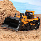 HUINA 1554 1/16 Yüksek Kalite 11CH RC Model Caterpillar Buldozer Paletli Metal Kepçe Kazıcı Uzaktan Kumandalı İş Makinesi -2.4G Sesli ve Işıklı