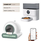 Groove Ti+ Wi-Fi Akıllı Otomatik Kedi Tuvaleti Yeşil + Petfit CatMax Pro 5L Wi-Fi Kameralı Akıllı Otomatik Mama Kabı Besleme Ünitesi Bundle