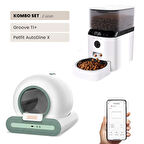 Groove Ti+ Wi-Fi Akıllı Otomatik Kedi Tuvaleti Yeşil + Petfit AutoDine X 5L Wi-Fi Kameralı Akıllı Otomatik Mama Kabı Besleme Ünitesi Bundle