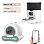 Groove Ti+ Wi-Fi Akıllı Otomatik Kedi Tuvaleti Yeşil + Petfit Feline Prime 3L Wi-Fi Kameralı Akıllı Otomatik Mama Kabı Besleme Ünitesi Bundle