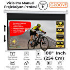 Groove Vizio Pro 100¨ Inch 220x125cm Blackout Işık Geçirmez Profesyonel Projeksiyon Perdesi +Canlı Renkler+Göz Koruması+Leke Tutmaz Projector