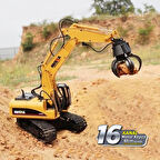 Huına 1571 1/14 Yüksek Kalite 16 Kanal Rc Model Grabber Paletli Ekskavatör Kavrayıcı Kollu Uzaktan Kumandali Çok Fonksiyonlu İş Makinesi - 2.4G Sesli & Işıklı