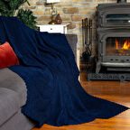 Jakarlı Şönil Koltuk Örtüsü  | Kanepe Örtüsü | Koltuk Şalı 110x175  2 Ad. Kaymaz Lacivert