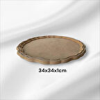 Ahşap-boyanabilir-yuvarlak-dekoratif Sunumluk Tepsi