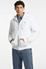 Erkek Fermuarlı Sweatshirt - Beyaz | L