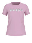 Guess Kadın Pembe  Baskılı T-Shirt