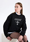 Guess Gömlek Yaka Krem Kadın Sweatshırt Roberta Kadın Aktif Sweatshirt