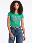 Guess Jeans Kadın Yeşil Boxy Fit T-Shirt W5YI03J1314-A899