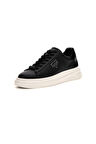 Erkek Elban Deri Kalın Tabanlı Sneaker - Siyah  | 42