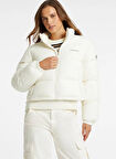 Guess Jeans Krem Kadın Mont GJ CROPPED PUFFER - RECY COATED LIG