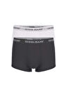 Erkek GJ 2'li Trunk Boxer - Beyaz Siyah | M