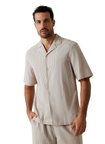 Guess Ekru Erkek Relaxed Çizgili Gömlek M6GH33W1721-SM1R Krem Gömlek