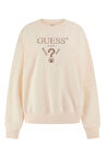 Guess Kadın Bej Logolu Sweatshirt