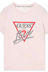 Guess Kadın Pembe Logolu T-Shirt