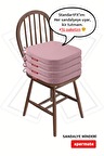 XPERMATE 4'lü StandartFit Oval Sandalye Minderi Fermuarlı Yıkanabilir Kılıf Bağcıklı Su ve Yağ İtici 42x42x5 Pembe