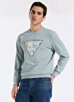 Guess Bisiklet Yaka Mavi Erkek Sweatshırt M5YQ05K68I4-G9L8 Triangle Erkek Sw