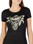 Guess Triangle Kadın Siyah Slim Fit T-Shirt W5YI13J1314-JBLK