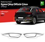 S-Dizayn VW T-Roc Makyajlı Krom Egzoz Görünümü Difüzör 2 Prç. 2021 Üzeri