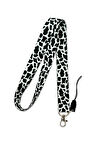 Siyah Beyaz Dalmaçya Desenli Boyun İpi Askısı Yaka Kartı Tutucu-Telefon Askısı