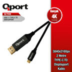 Qport Q-thd 2m Tip-c =>dp 4k,60hz Çevirici Kablo