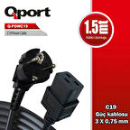 Qport Q-powc19 1.5m C19 3*075mm Power Kablosu