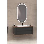 PIER 100 CM BEYAZ LAVABOLU BANYO DOLABI ANTRASİT / KAYIN 