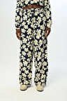 KADIN BELİ LASTİKLİ BOL PAÇA ÇİÇEK DESENLİ PANTOLON