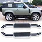 Lr defender yan basamak koruma 90 siyah silver 2020+