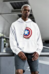 Marvel Kaptan Amerika Baskılı Unisex Oversize Yenilmezler Hoodie