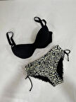 Kadın Siyah Taş İşlemeli Bej Desenli Astarlı Büyük Beden Bikini Takımı HZL25S-LC3351