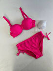 Kadın Fuşya Taş İşlemeli Astarlı Bikini Takım HZL25S-LC3361