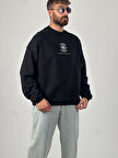 Erkek Siyah Tasarım Etnik Sweatshirt COC1047