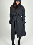 Klasik Siyah Kadın Trençkot COC1199
