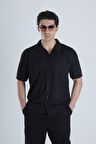 Erkek Siyah Casual Hawai Gömlek COC1165